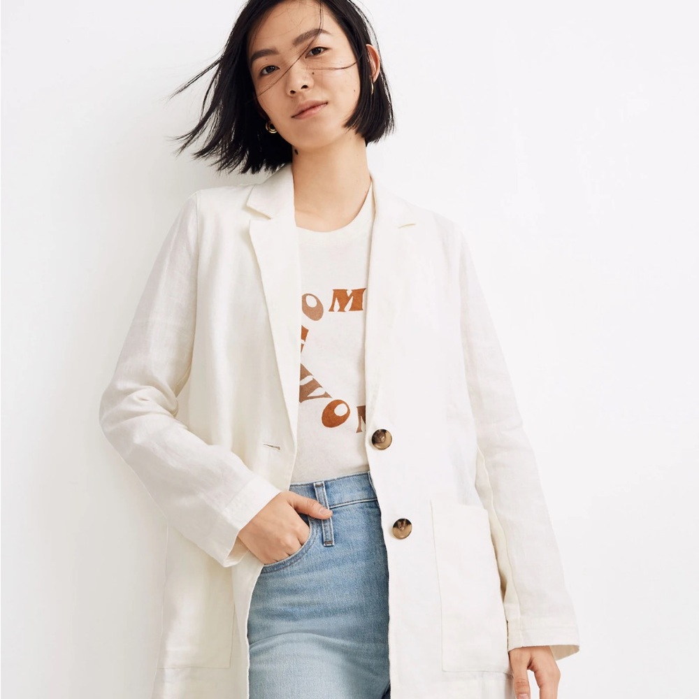Madewell White Linen Blazer